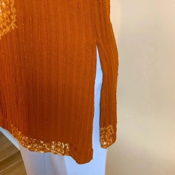 KALIYANA Orange Oversized Linen Textured Top Size S/M - Picture 12 of 15